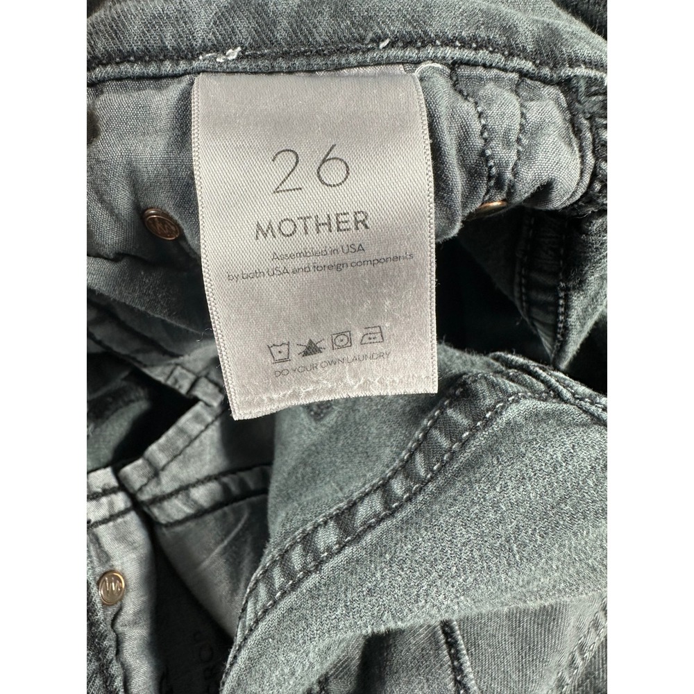 Mother The Insider Crop Step Fray Jeans Faded Black Gray Size 26 1157-413